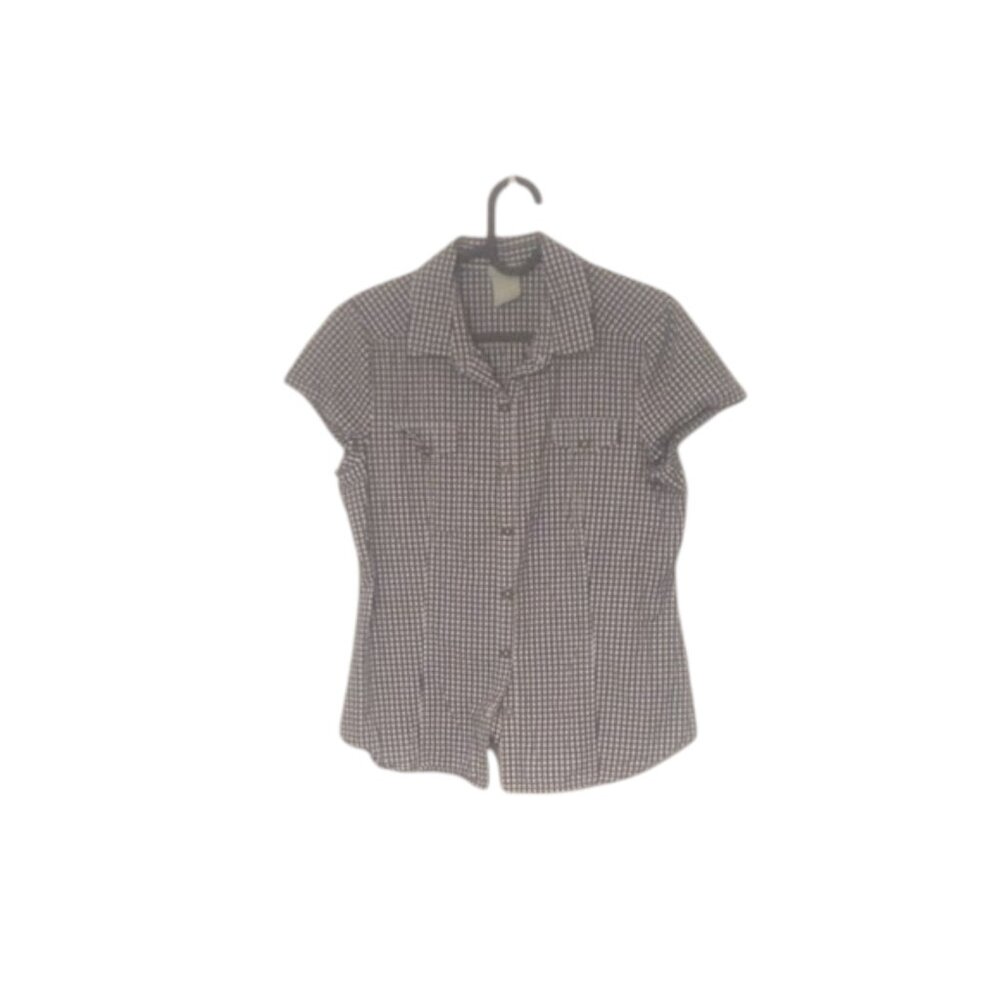 Modbe | Black and White Checkered Short Sleeve Shirt | M | 19 PTP